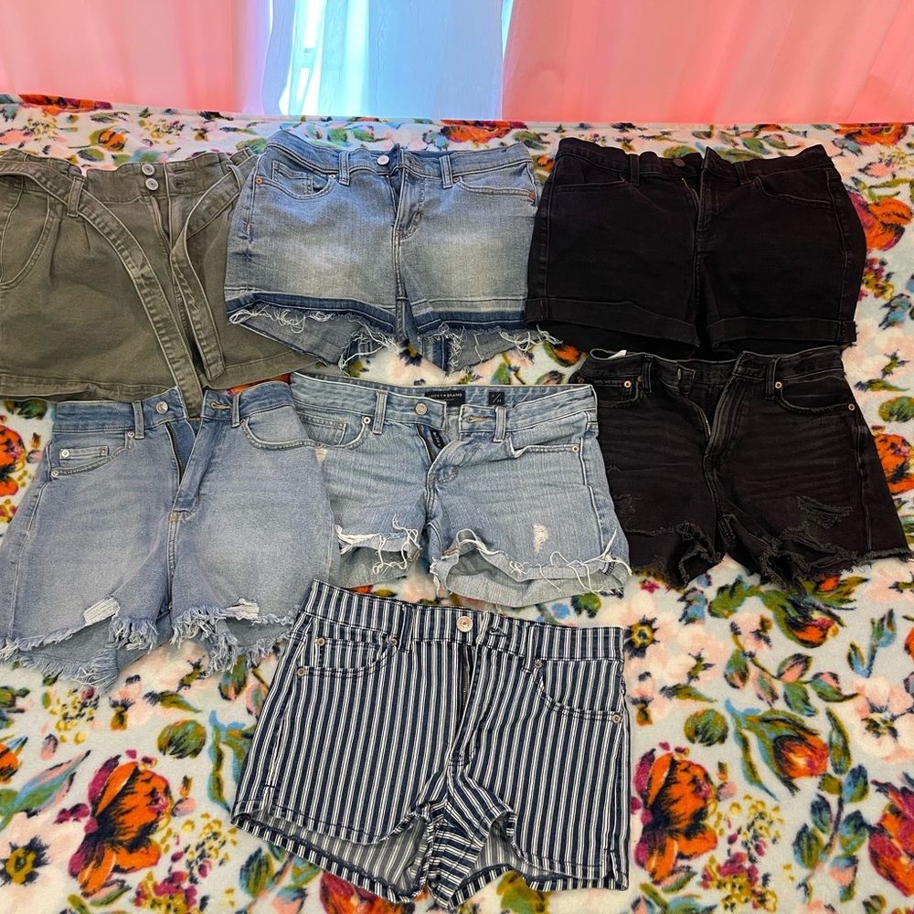American Eagle Outfitters Women's Jean Shorts in Blue, Black, and Gray